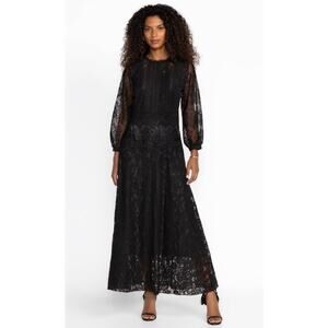 Biya Johnny Was Thea Lace Maxi Dress NWT Medium Black Whimsigoth Elegant Evening